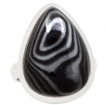 Zilveren ring met druppelvorm Psilomelaan 17.3 mm
